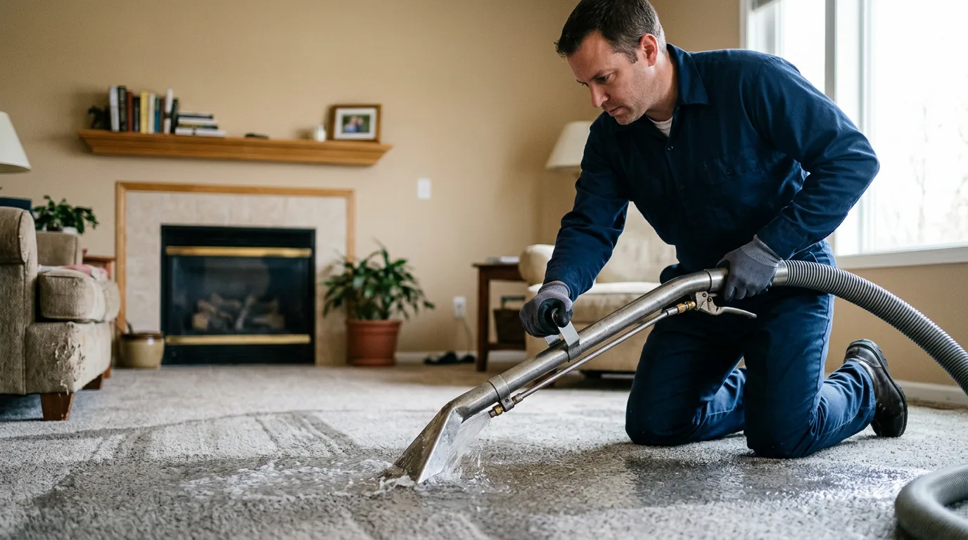 Water damage restoration technician working near Verbena, AL